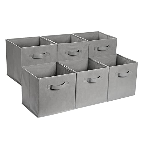 Amazon Basics Gray Collapsible Storage Bins, 13-inch, Set of 6