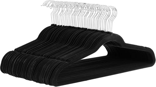 Amazon Basics Velvet Non-Slip Hangers, 30-Pack, Black