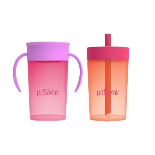 Dr. Brown’s 2-Pack Convertible Toddler Cup Set, 10 oz, Pink