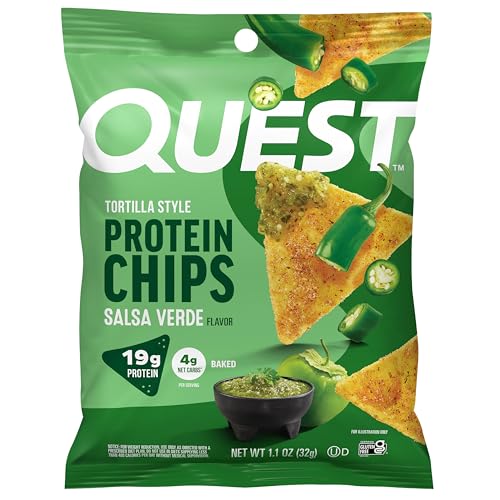 Quest Protein Chips, Salsa Verde, 19g Protein, 4g Carbs, Gluten-Free (12 Pack)