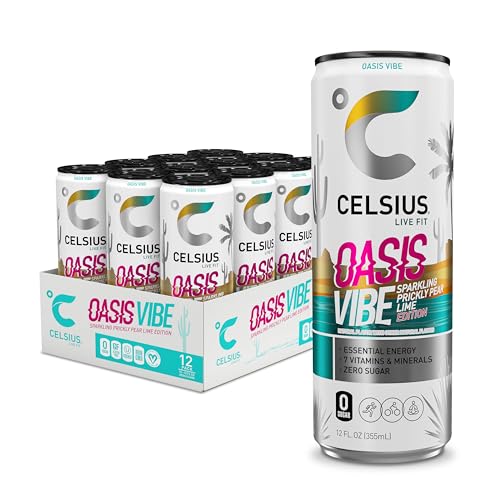 CELSIUS Oasis Vibe Energy Drink, 12 Fl Oz, 12-Pack