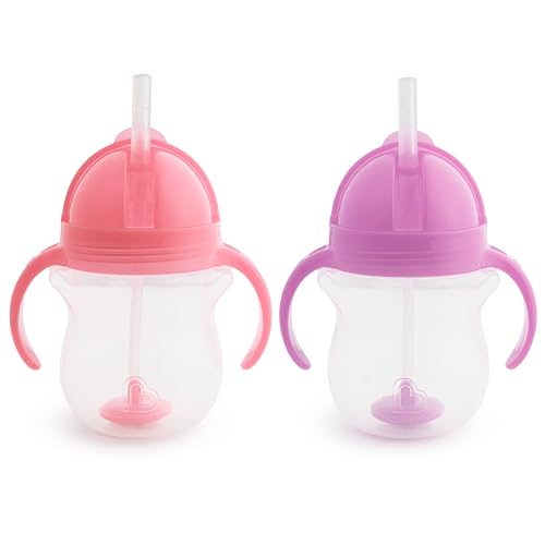 Munchkin Sippy Cups, Spill-Proof, 7oz, 2-Pack, Pink/Purple