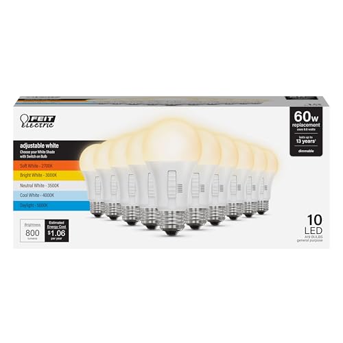Feit Electric Dimmable LED Bulbs, 60W Equivalent, 10 Pack