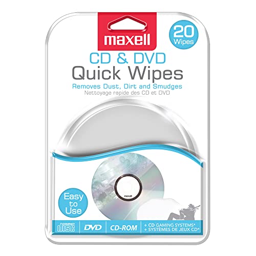 Maxell CD & DVD Quick Wipes, 20-Pack