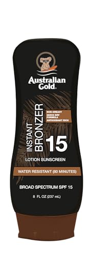 Australian Gold SPF 15 Sunscreen with Bronzer, 8oz, Water-Resistant
