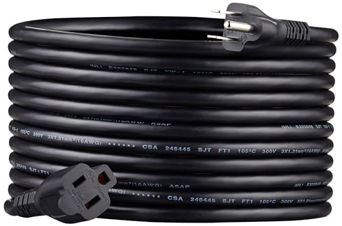 Amazon Basics 20 Ft 3-Prong Indoor Extension Cord, Black