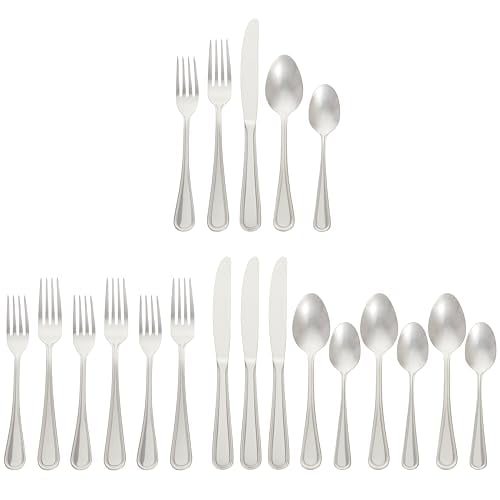 Amazon Basics 20-Piece Stainless Steel Silverware Set