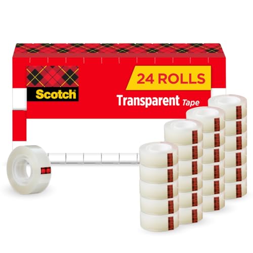 Scotch Transparent Tape, 3/4″ x 1000″, 24 Pack