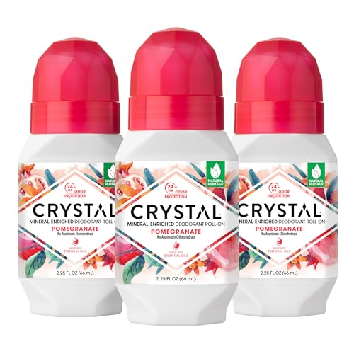 Crystal Pomegranate Deodorant Roll-On, 24-Hour Protection, 3 Pack