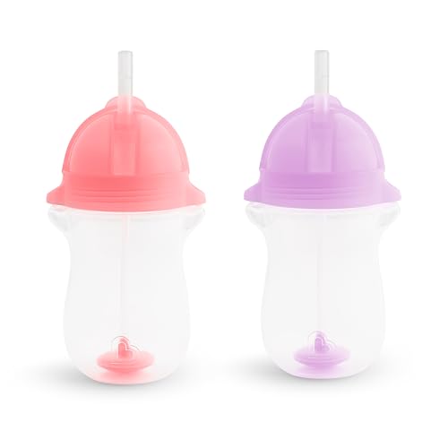 Munchkin Weighted Toddler Straw Cups, Click Lock, 10oz, 2-Pack