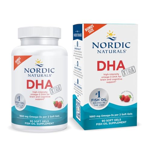 Nordic Naturals Strawberry DHA Xtra – 90 Soft Gels, 1660 mg Omega-3