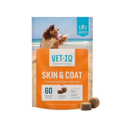 VetIQ Dog Skin & Coat Chews, Hickory Flavor, 60 Count, USA Made