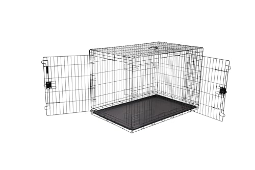 Amazon Basics Foldable Metal Dog Crate, 48-Inch, Black