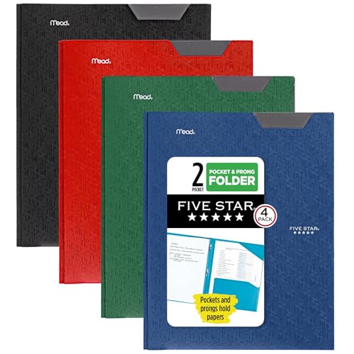 Five Star 2-Pocket Folders, 4 Pack, Assorted Colors