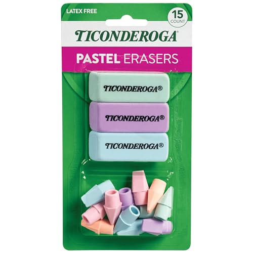 Ticonderoga Pastel Erasers, 15 Pack
