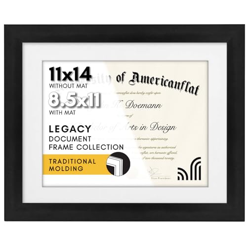 Americanflat Black 11×14 Diploma Frame, Shatter-Resistant Glass