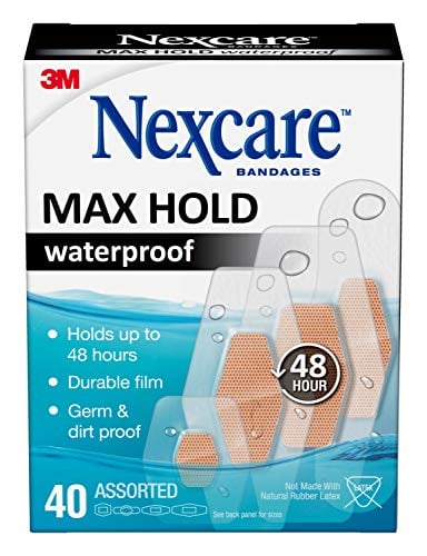 Nexcare Max Hold Waterproof Bandages, 48-Hour Flexible, 40 Pack