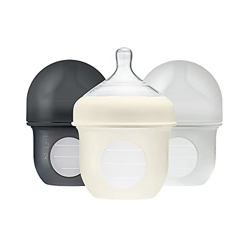 Boon Nursh Silicone Baby Bottles, Slow Flow, 3 Pack, 4 oz