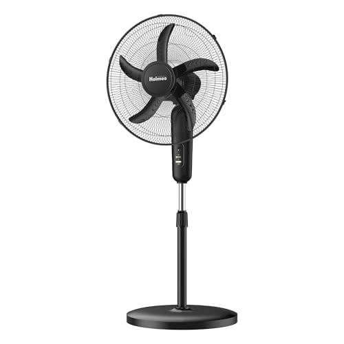 Holmes 18″ Black Stand Fan, 3 Speeds, Adjustable Height
