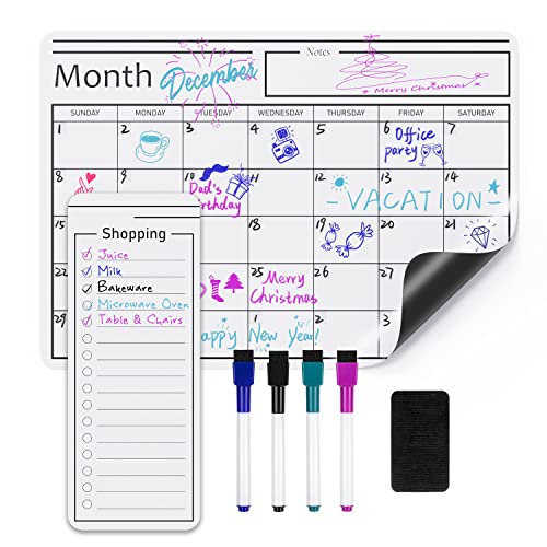 Amazon Basics 12″x17″ Magnetic Dry Erase Calendar with Markers
