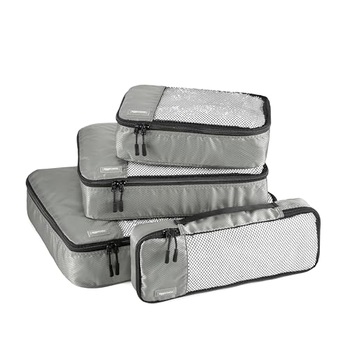 Amazon Basics 4-Piece Packing Cubes Set, Gray