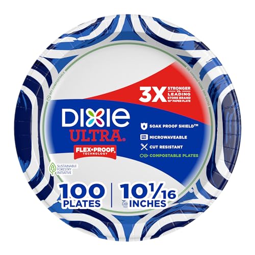 Dixie Ultra 10″ Heavy-Duty Paper Plates, 100 Count