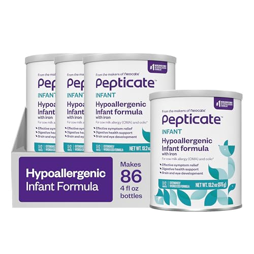 Pepticate Hypoallergenic Infant Formula with DHA & Iron, 4-Pack