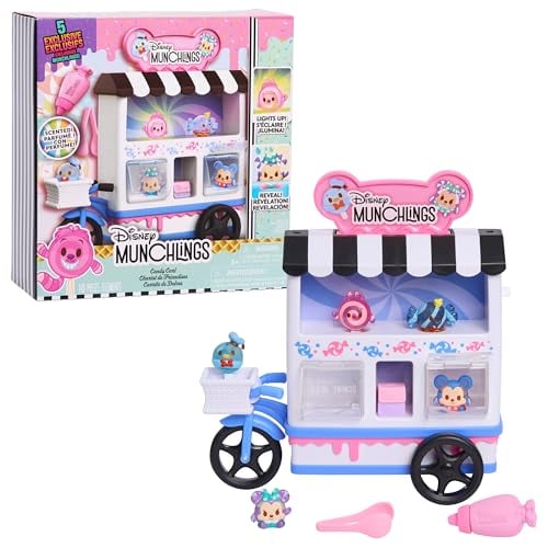 Disney Munchlings Candy Cart Playset with Lights, 13-Pieces