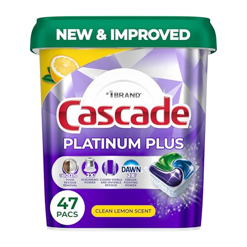 Cascade Platinum Plus Dishwasher Pods, Lemon, 47 Count