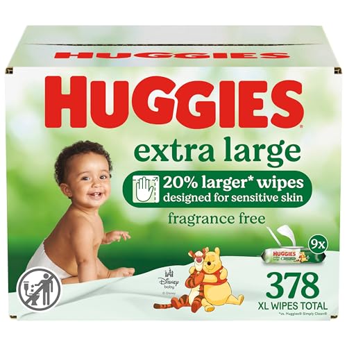 Huggies Unscented XL Baby Wipes, 378 Count, 9 Packs