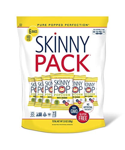 SkinnyPop White Cheddar Popcorn, Gluten-Free Snack Packs, 6 Count