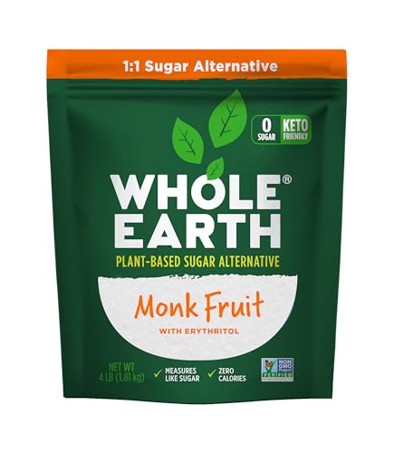 WHOLE EARTH Monk Fruit Sweetener, Plant-Based, 4LBS