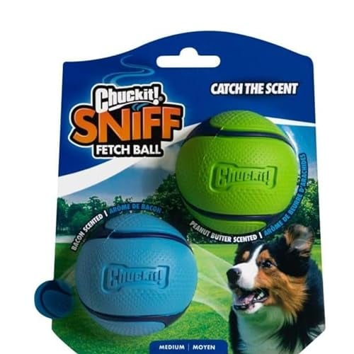 Chuckit! Durable Bacon & Peanut Butter Scented Dog Balls, Medium, 2 Pack