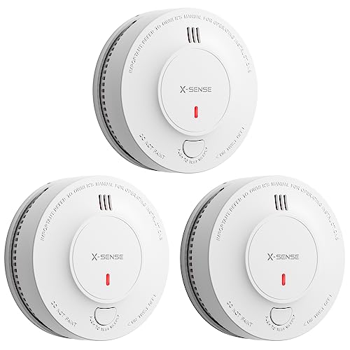 X-Sense 10-Year Smoke Alarm, LED & Silence, 3-Pack
