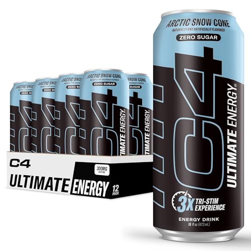 C4 Ultimate Sugar-Free Energy Drink, Arctic Snow Cone, 16oz, 12-Pack