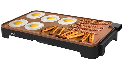BELLA XL Ceramic Griddle, Non-stick, 12″x22″, Copper/Black