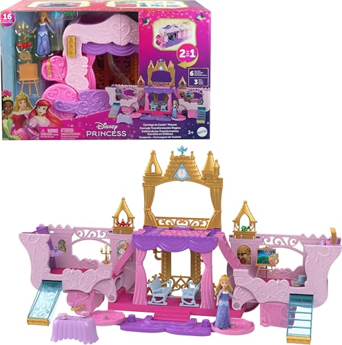 Disney Princess Carriage to Castle Playset with Aurora Doll
