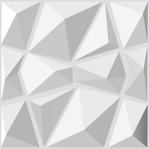 Art3d 3D Diamond Wall Panels, 12″x12″ Matt White (33)