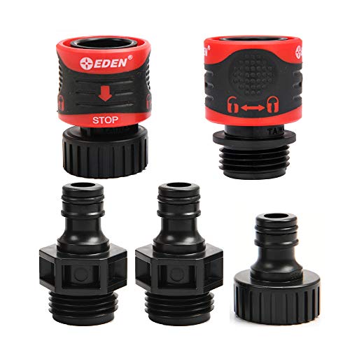 Eden Premium Quick Connect Garden Hose Fitting Set, 5 pcs