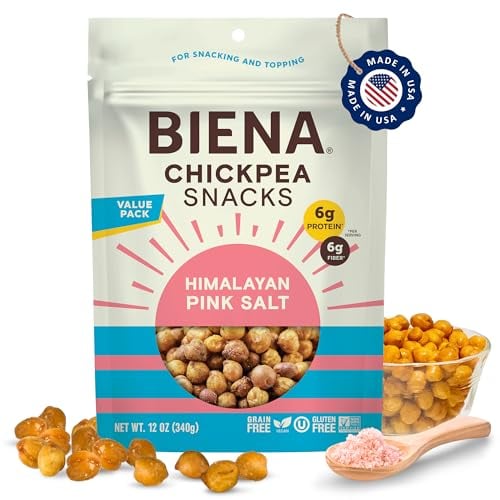 BIENA Himalayan Pink Salt Roasted Chickpea Snacks – High Fiber Vegan