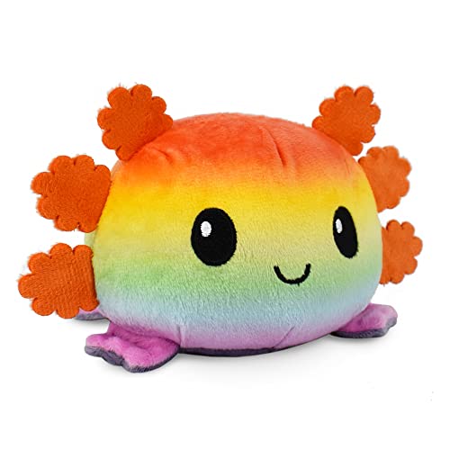 Reversible Axolotl Plushie – Gray/Rainbow Sensory Fidget Toy
