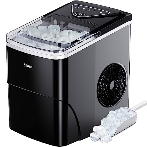 Silonn Countertop Ice Maker, 26lbs/Day, Self-Cleaning, 2 Ice Sizes