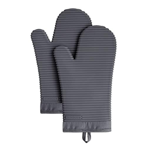 KITCHENAID Silicone Oven Mitts 2-Pack, Charcoal Grey