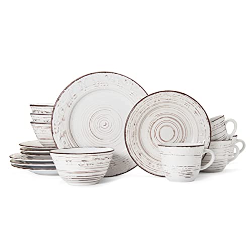 Pfaltzgraff Trellis White 16-Piece Stoneware Dinnerware Set, Service for 4