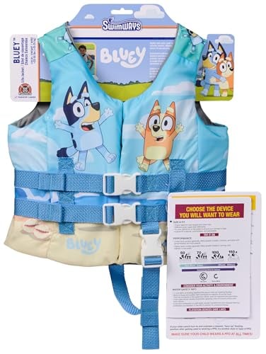 SwimWays Bluey Kids Life Jacket, Coast Guard Approved