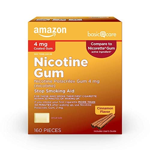 Amazon Nicotine Gum 4mg, Cinnamon, 160 Count, Stop Smoking Aid
