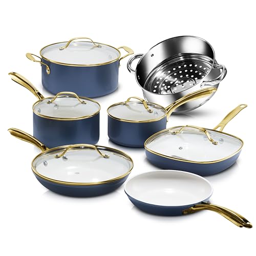 Gotham Steel 12 Pc Nonstick Ceramic Cookware Set, Oven Safe