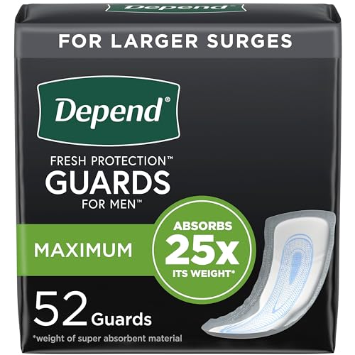 Depend Maximum Absorbency Men’s Incontinence Pads, 52 Count