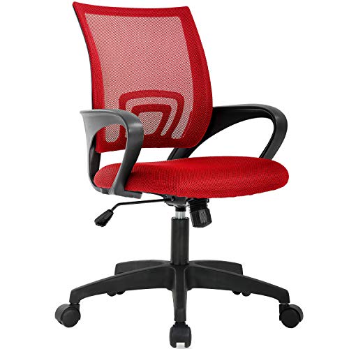 Ergonomic Red Mesh Office Chair with Lumbar Support