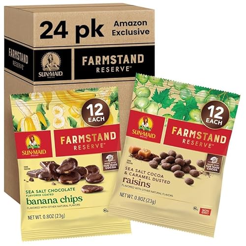 Sun-Maid 24-Pack: Cocoa Raisins & Chocolate Banana Chips